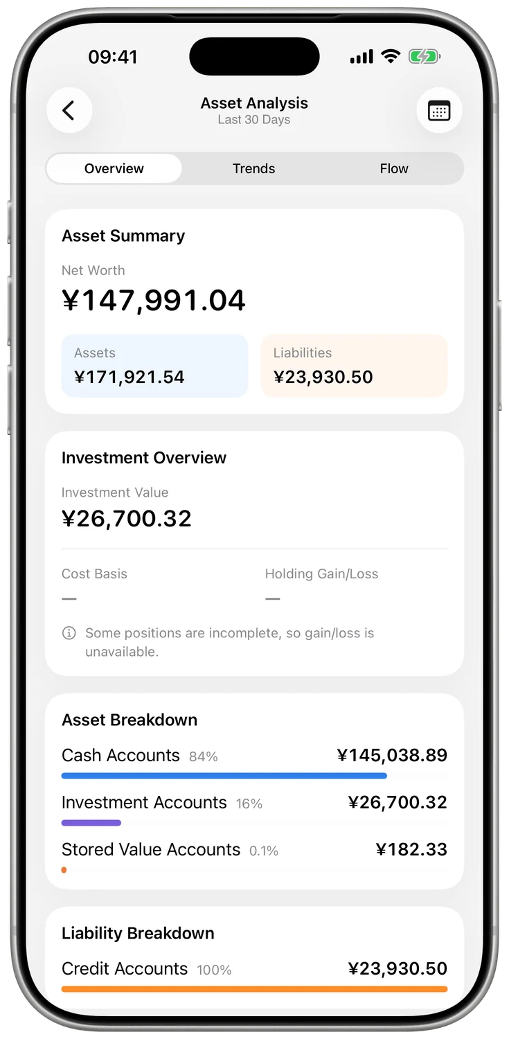 Numio asset analysis screen